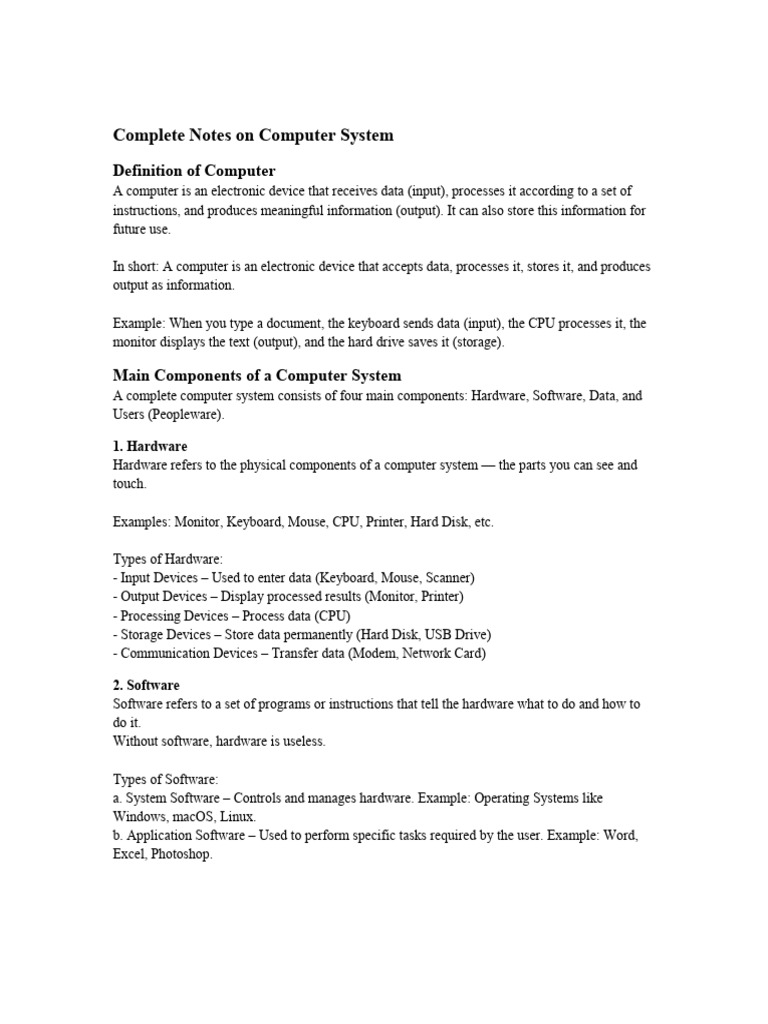 Overview of Computer System Components | PDF | Computer Network ...