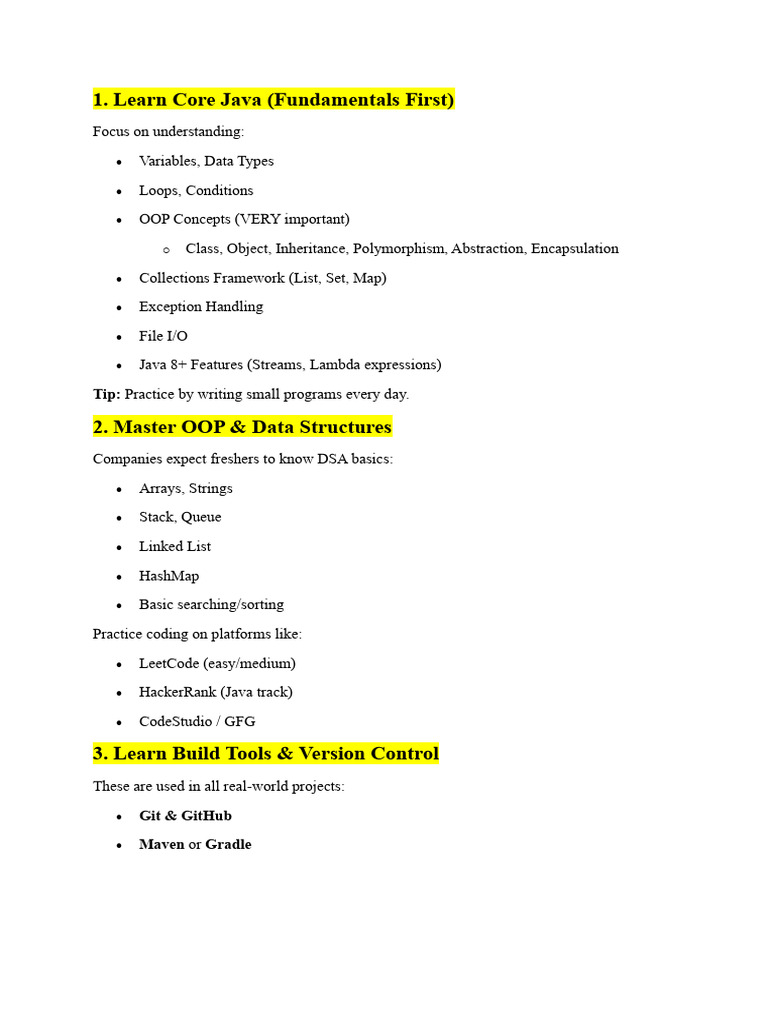 Java Developer Learning Path Guide | PDF | Object Oriented Programming ...