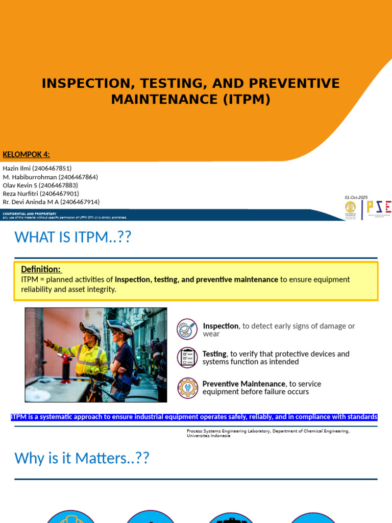 ITPM: Inspection and Maintenance Guide | PDF | Reliability Engineering ...