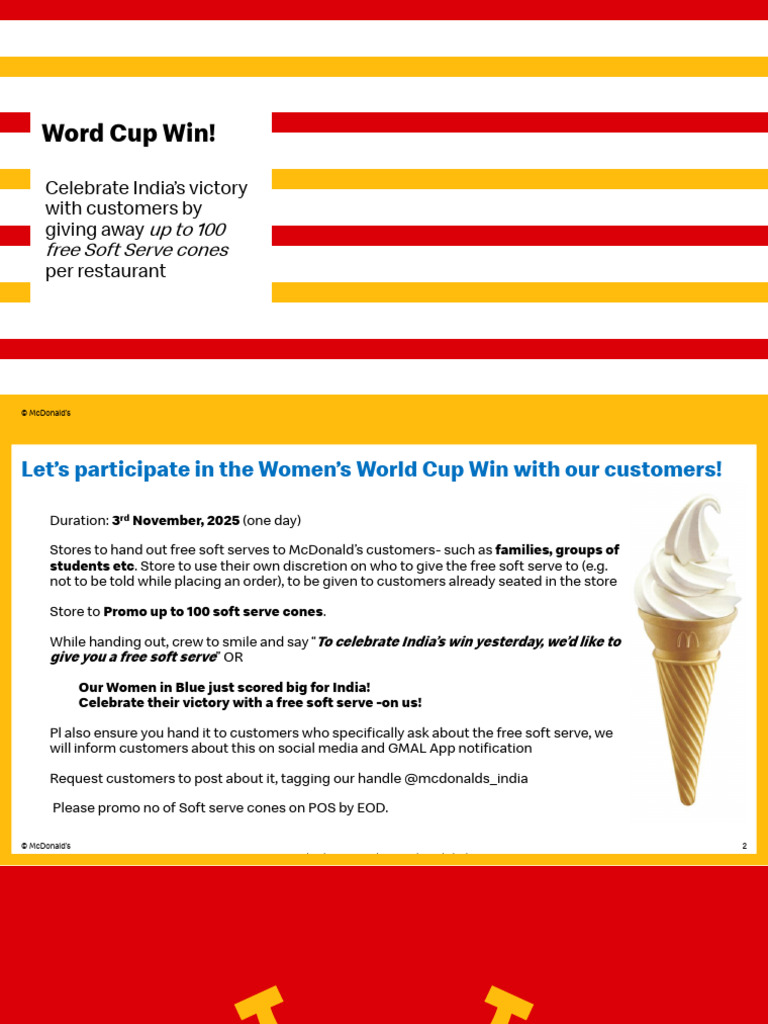 Free Soft Serve for Women's World Cup Win | PDF