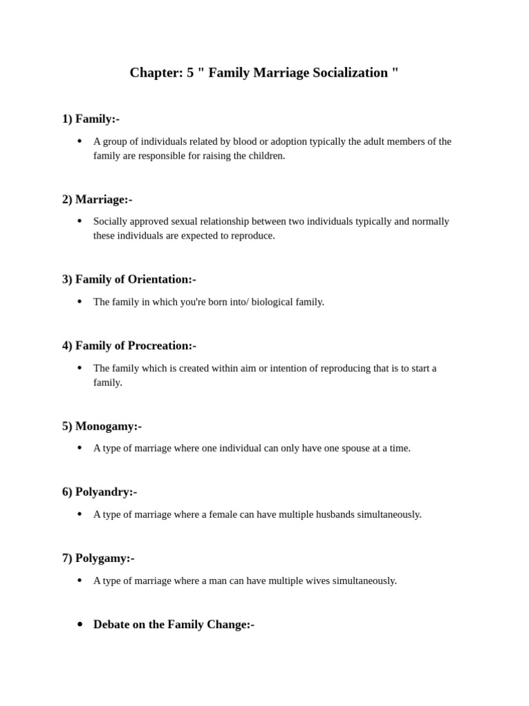 Sociology Final Term Notes | PDF | Family | Marriage