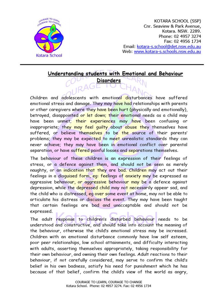 Understanding Emotional Disorders in Students | PDF | Anger | Feeling