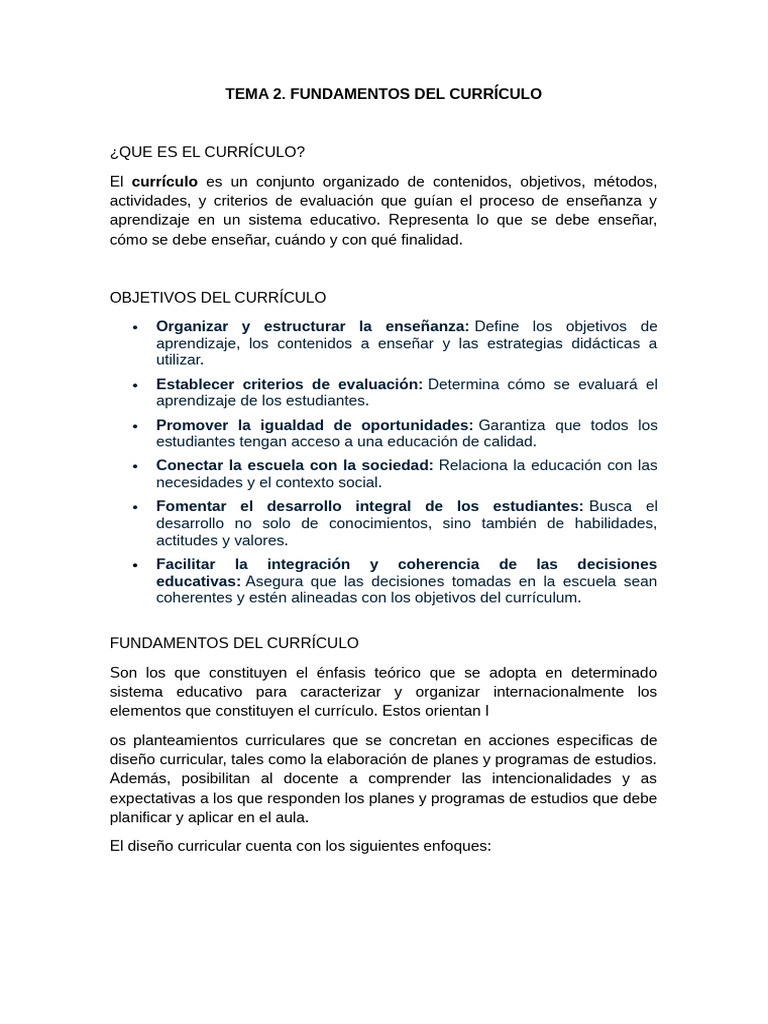 Fundamentos del Currículo Educativo | PDF | Plan de estudios | Aprendizaje
