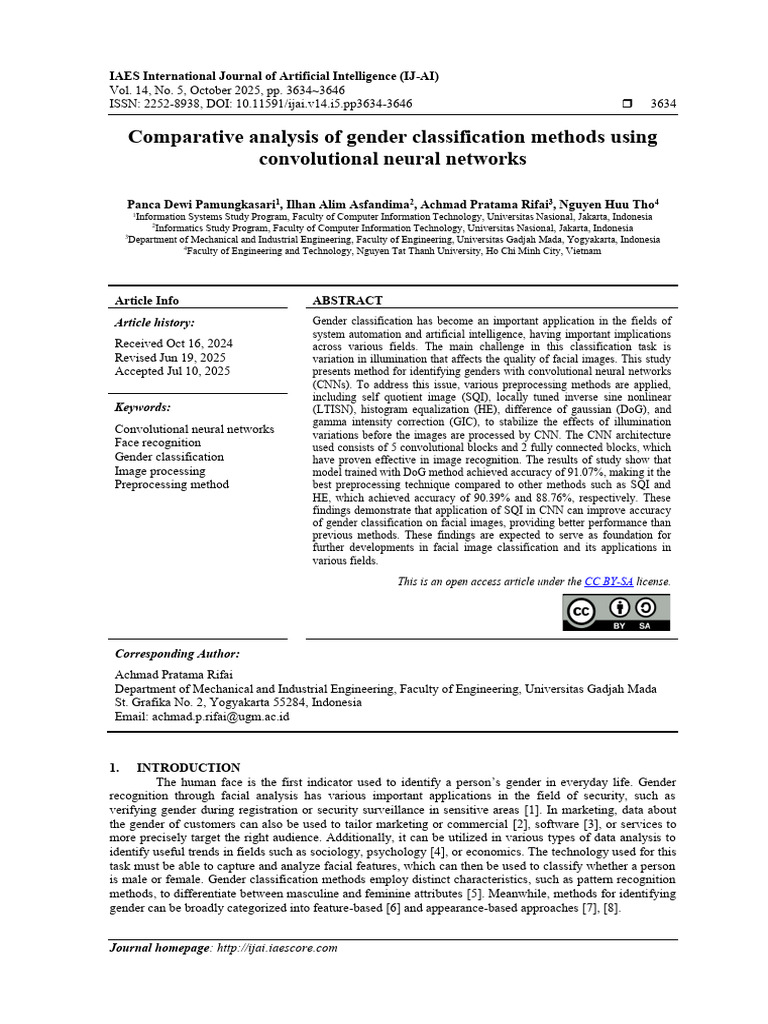Gender Classification with CNN Techniques | PDF | Machine Learning ...