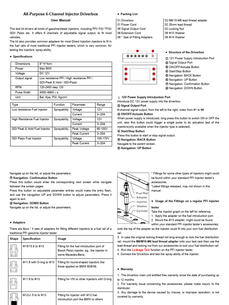 6-Channel Injector Driverbox Manual | PDF | Power Supply | Fuel Injection