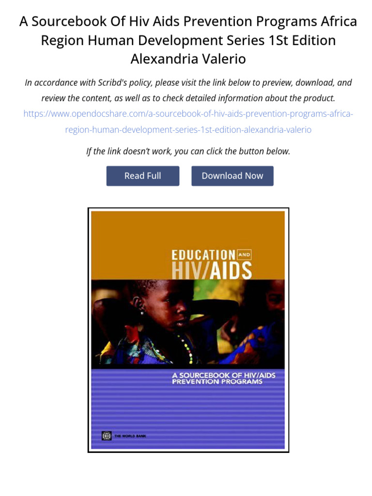 A Sourcebook of HIV AIDS Prevention Programs Africa Region Human ...