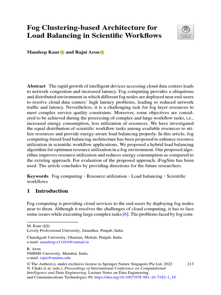 Fog Computing Load Balancing Framework | PDF | Load Balancing ...