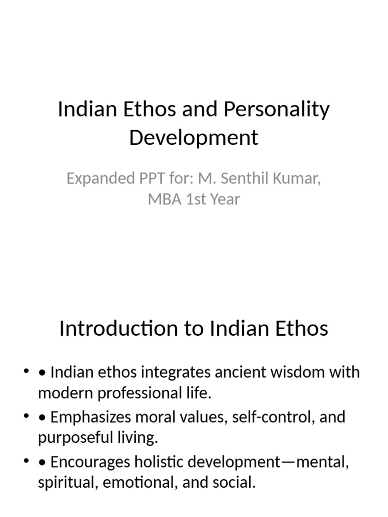 Indian Ethos in Personality Development | PDF | Ātman (Hinduism ...