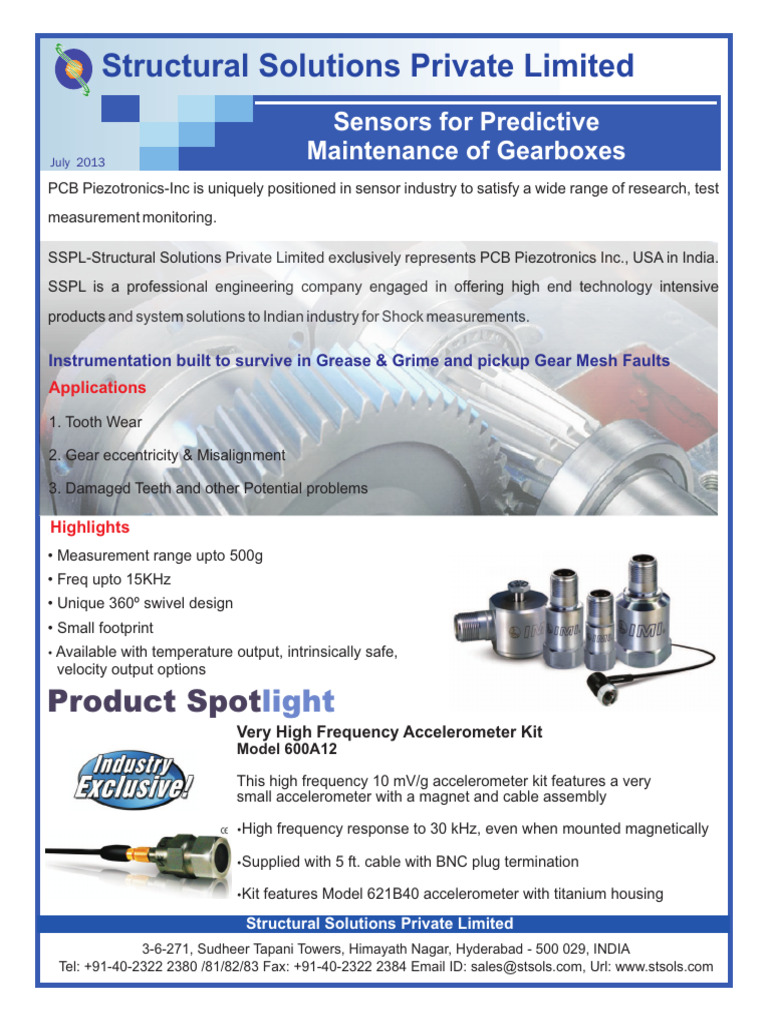 Predictive Maintenance Sensors for Gearboxes | PDF