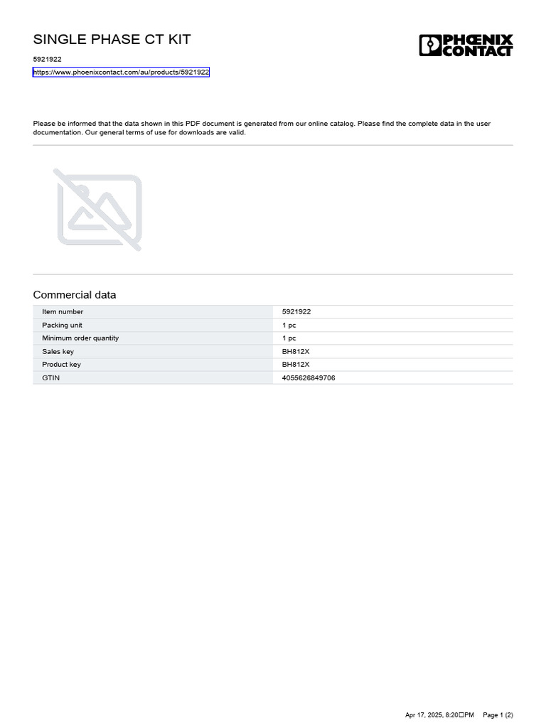 Single Phase CT Kit Data Sheet | PDF