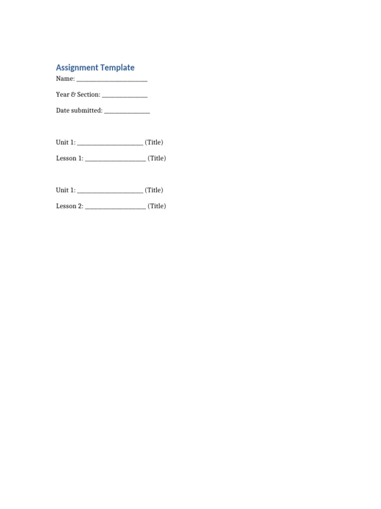 Assignment Template for Students | PDF