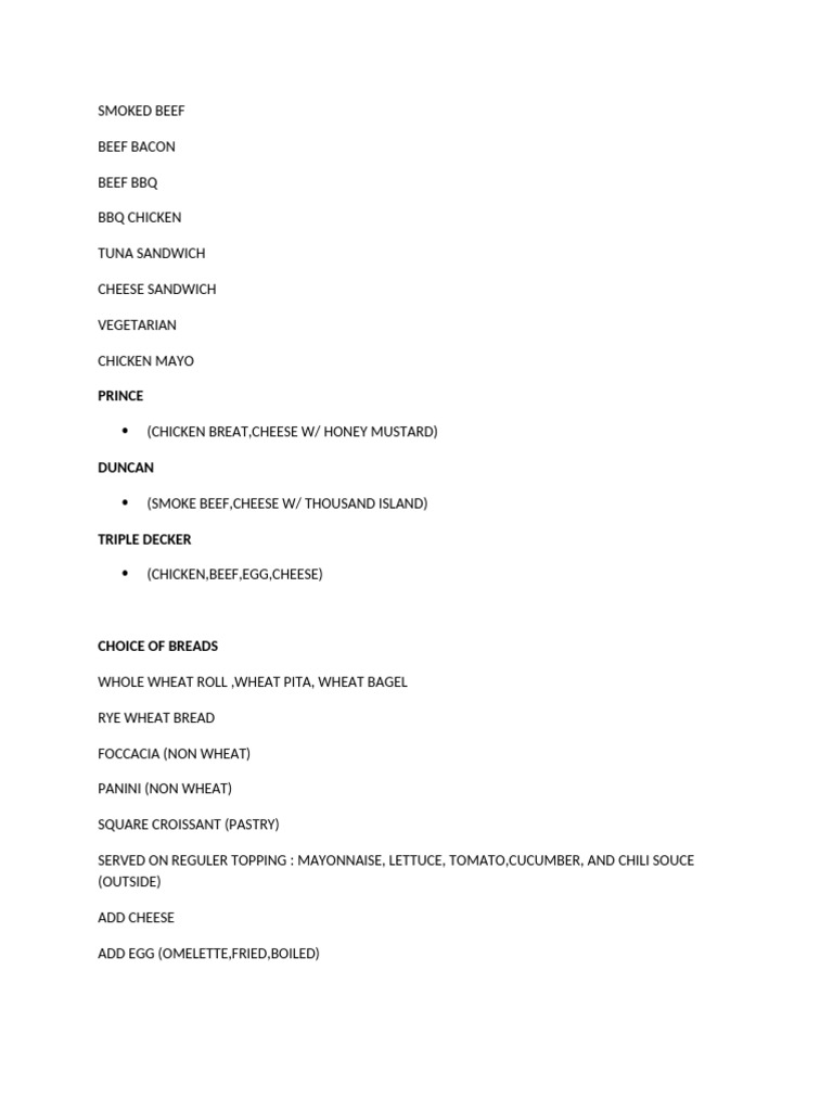 Delicious Smoked Beef & Sandwich Options | PDF