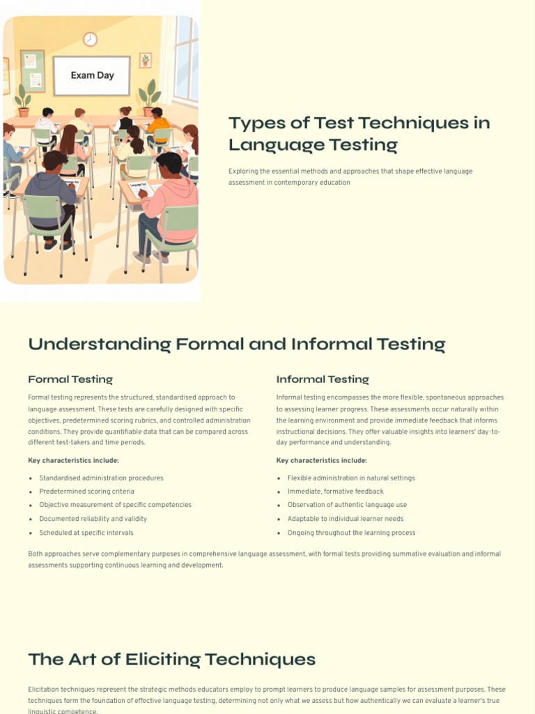 Language Testing Techniques Explained | PDF | Educational Assessment ...