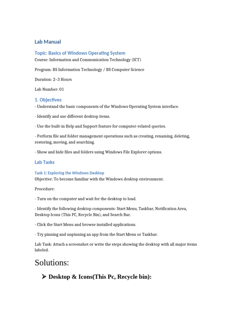 Lab 1 Windows | PDF | Utility Software | Operating System Technology