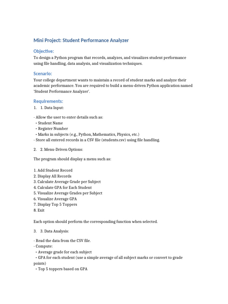 Student Performance Analyzer Project | PDF