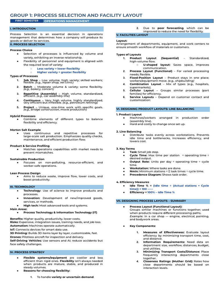 Process Selection & Facility Layout Guide | PDF | Internet Of Things ...