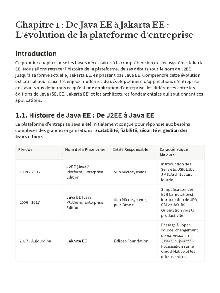 Évolution de Java EE à Jakarta EE | PDF | Architecture d'un système ...