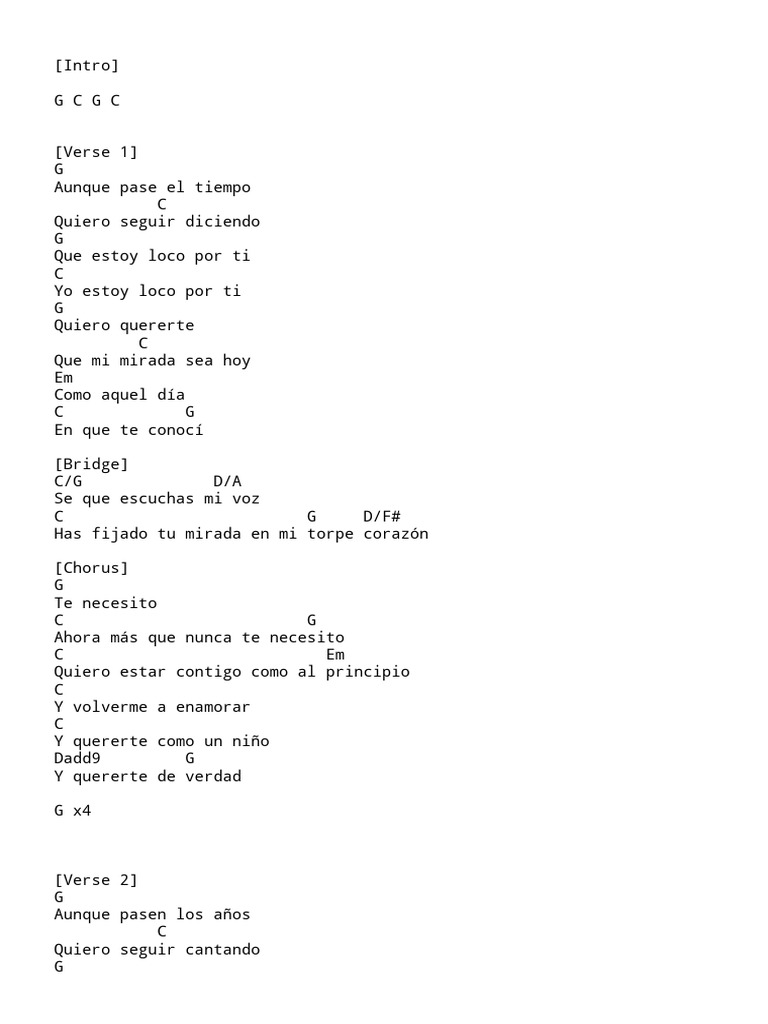 Loco por Ti: Letra de Canción Romántica | PDF