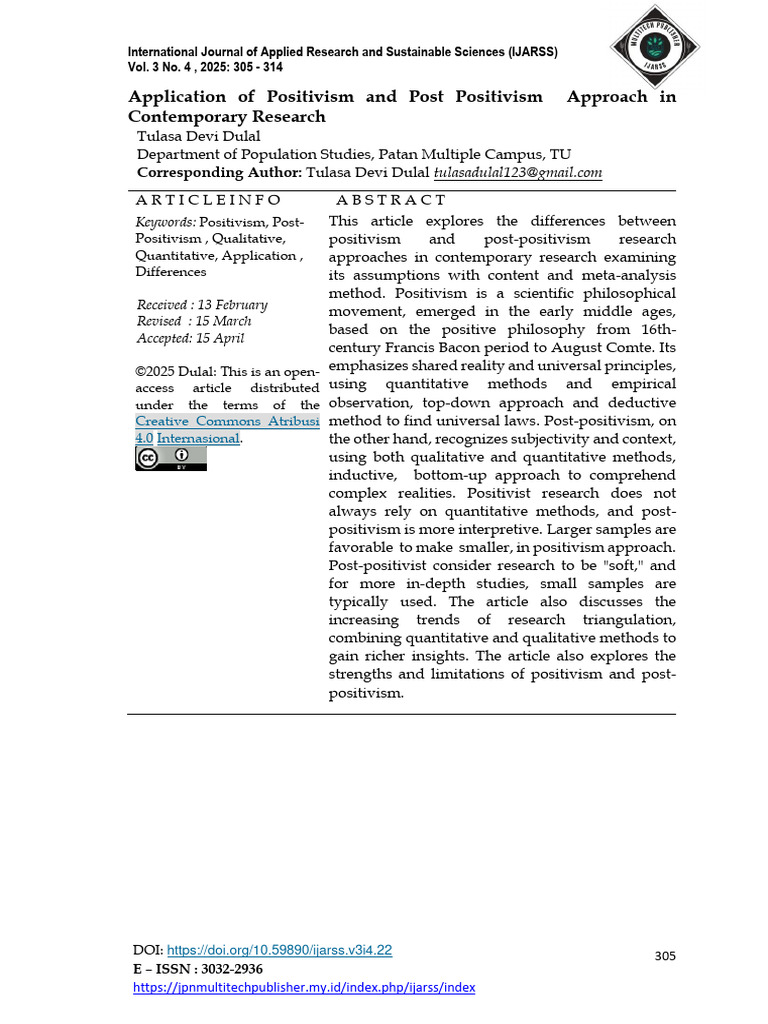 Positivism vs. Post-Positivism in Research | PDF | Positivism | Methodology