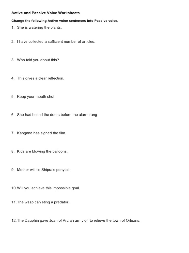 Active and Passive Voice Exercises | PDF
