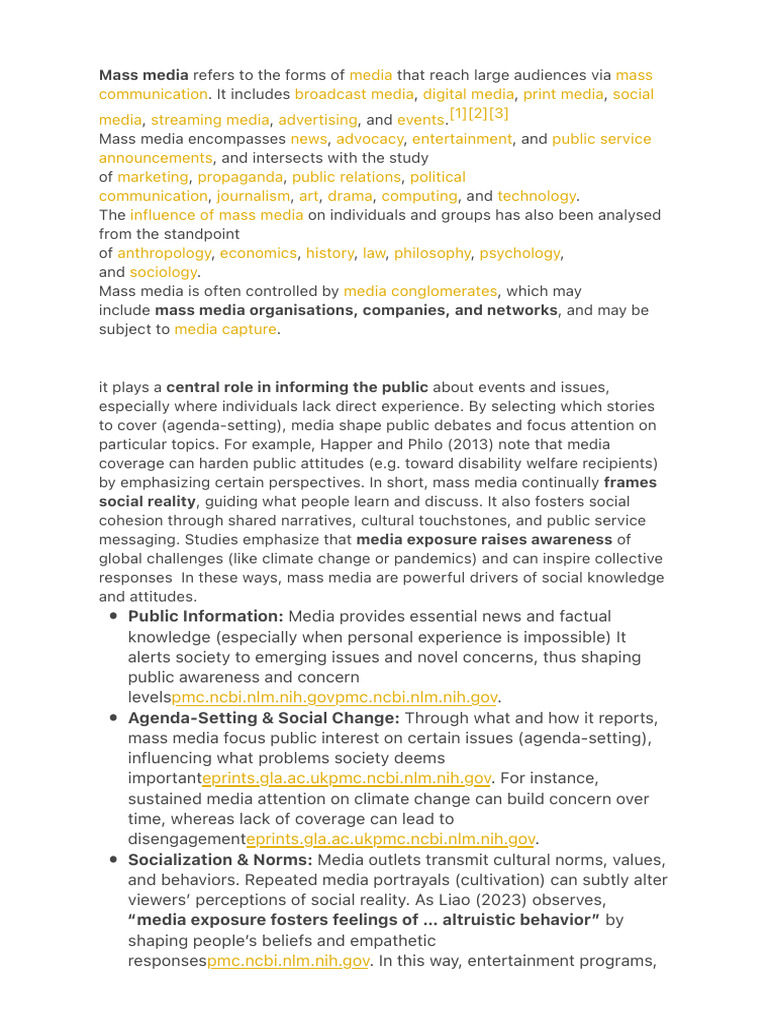 Understanding Mass Media's Influence | PDF | Mass Media | Educational ...