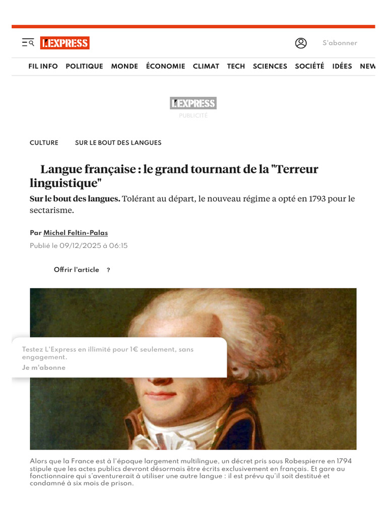 La Terreur linguistique en France en 1794 | PDF | France