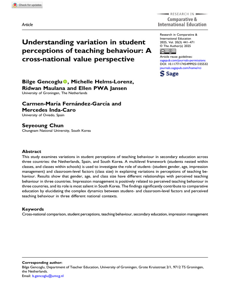 Student Perceptions of Teaching Behavior | PDF | Psychological Concepts ...