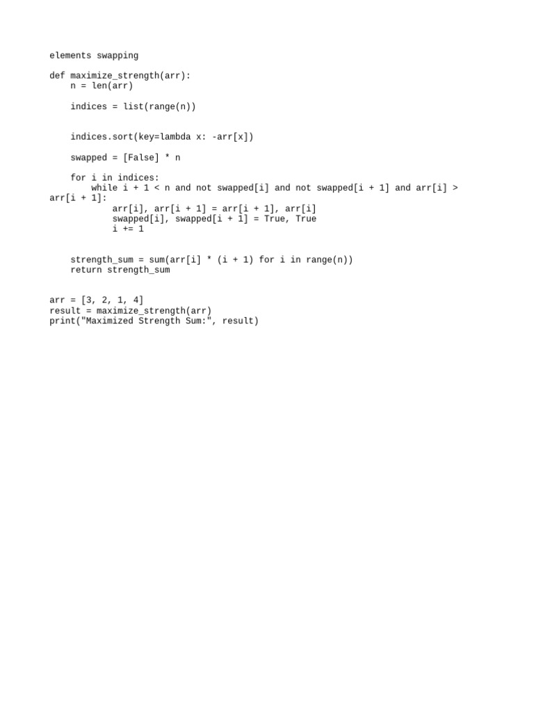 Maximize Array Strength with Swapping | PDF