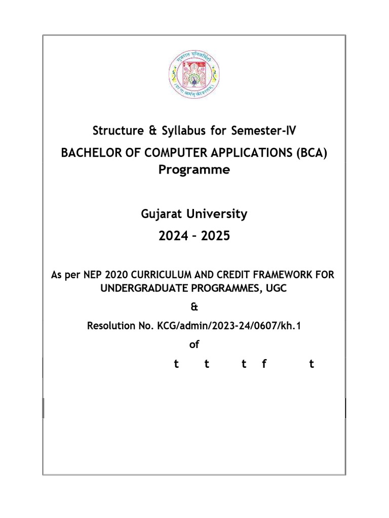 BCA Semester IV Syllabus 2024-25 | PDF