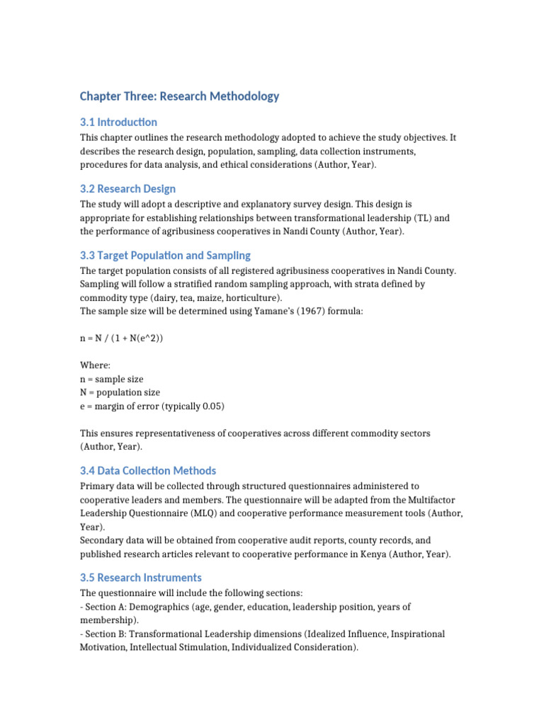 Thesis ChapterThree Methodology | PDF | Sampling (Statistics) | Statistics