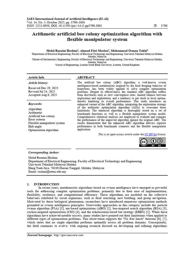 Enhanced ABC Algorithm for Manipulators | PDF | Mathematical ...