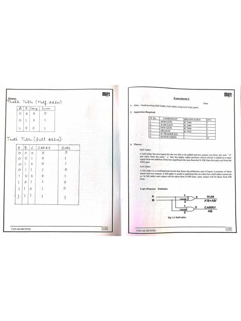 COA Lab Manual | PDF