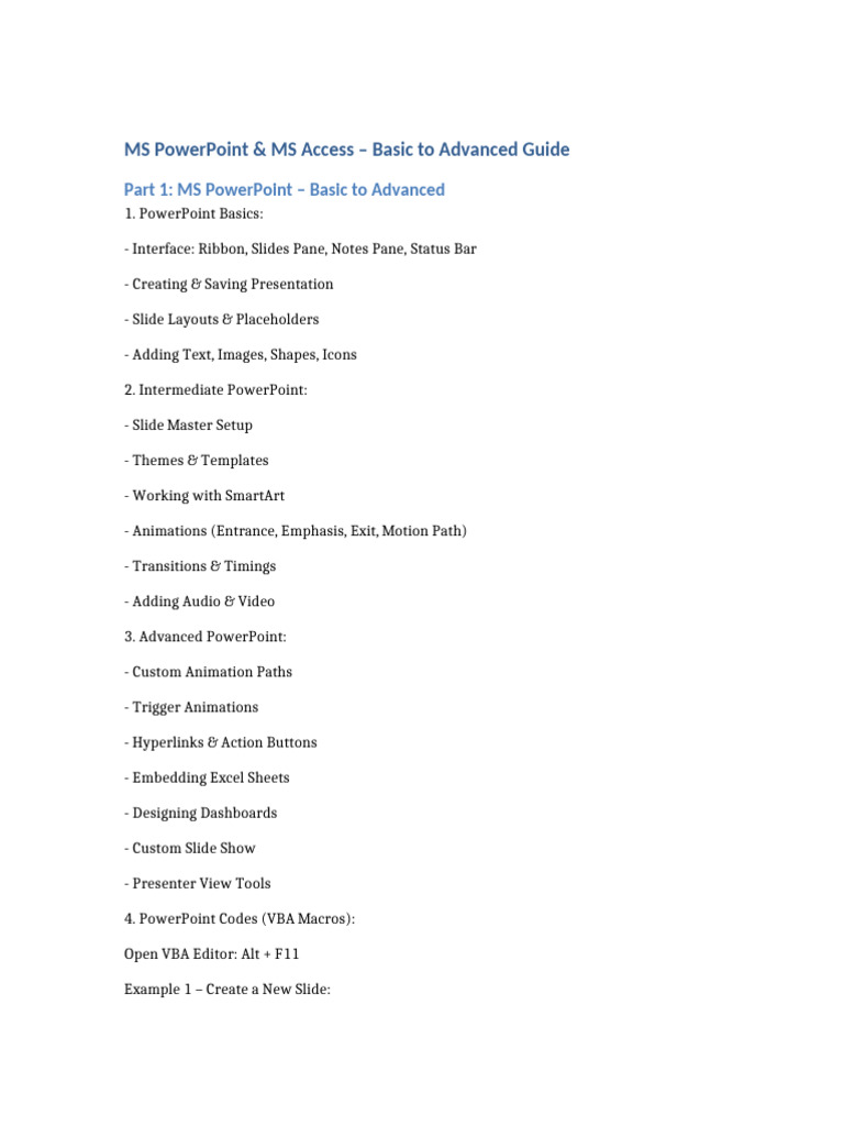 PowerPoint Access Basic to Advanced | PDF | Microsoft Access | Software