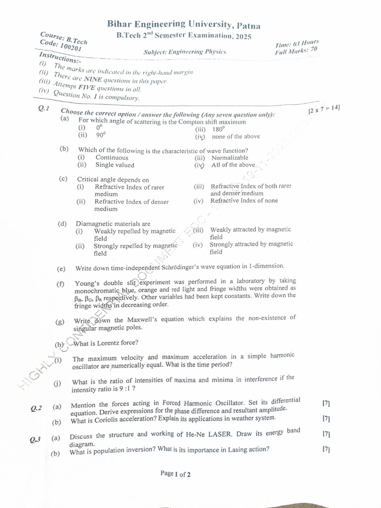 Physics Sem 2 | PDF