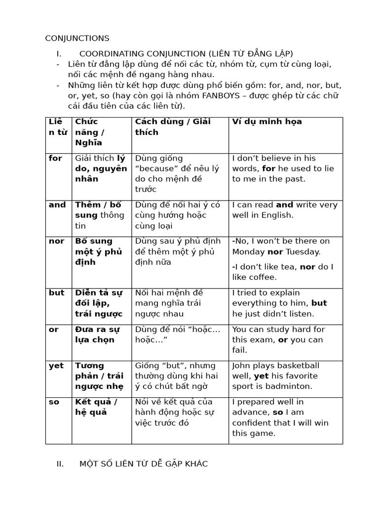 Unit 2 Conjunctions | PDF