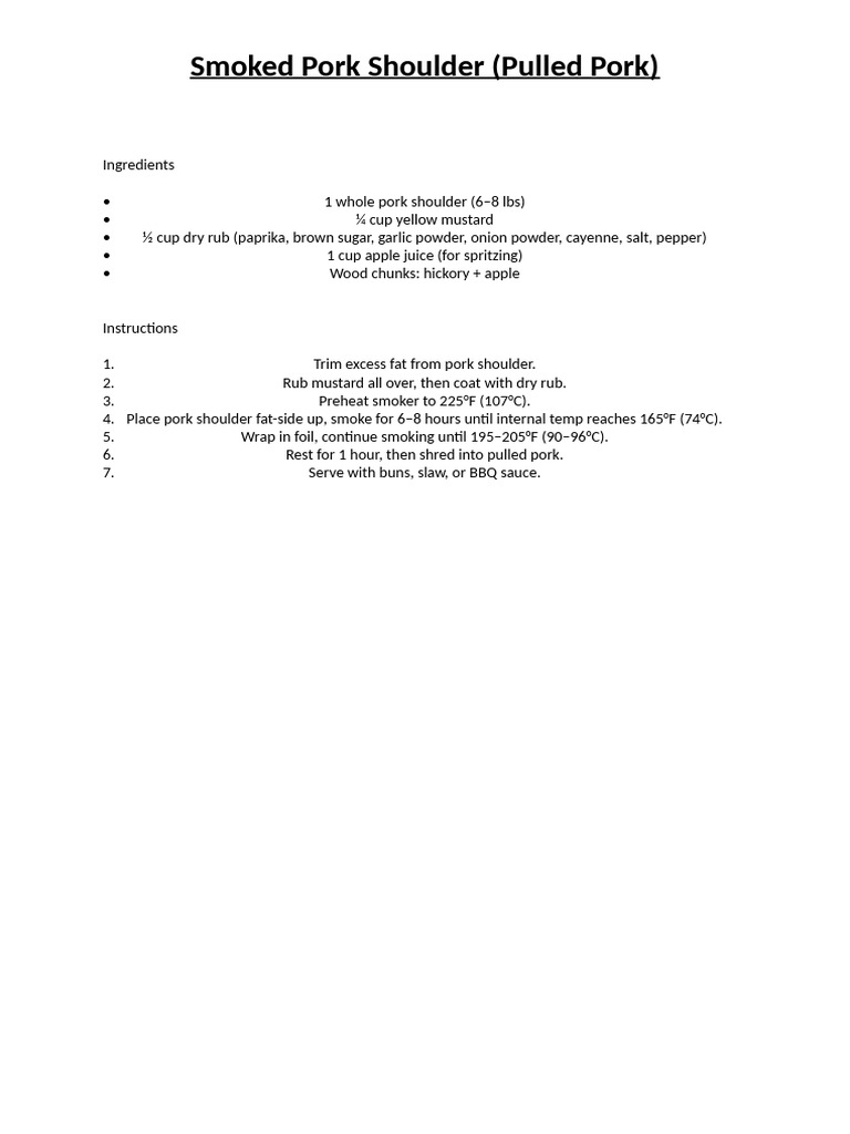 Smoked Pulled Pork Recipe Guide | PDF