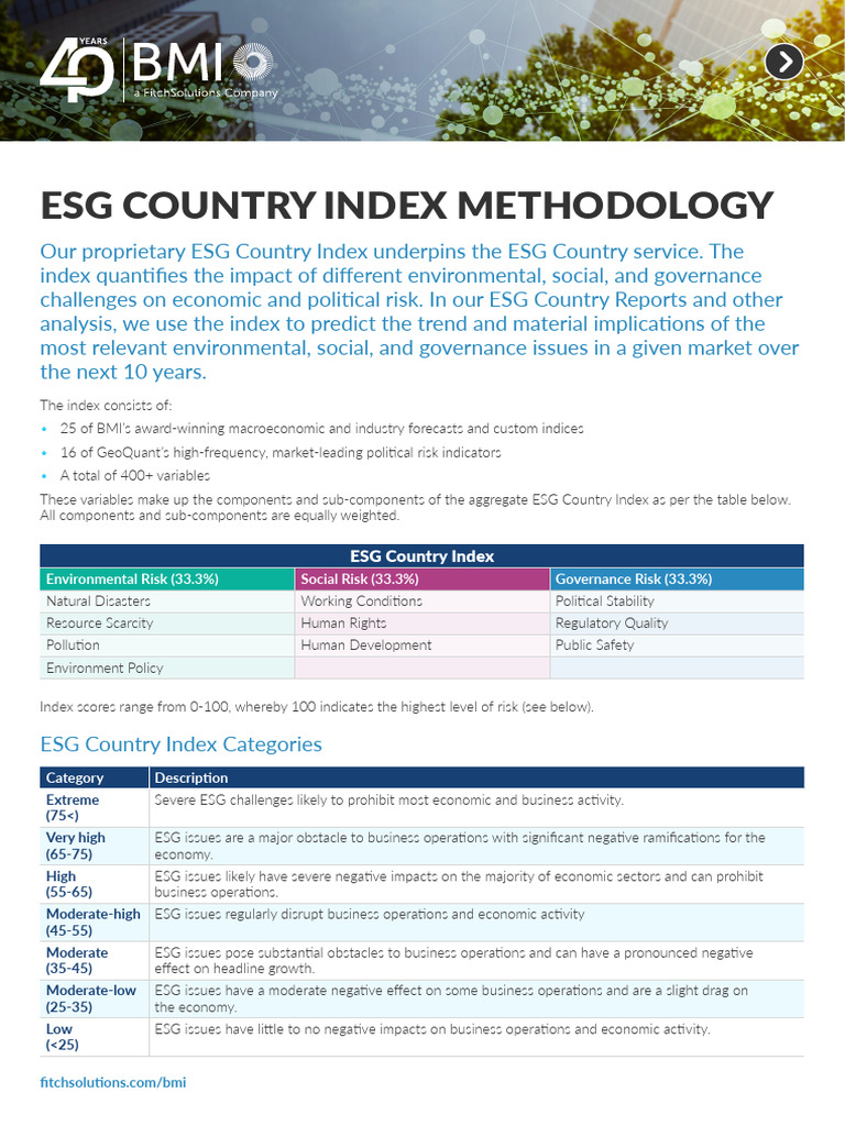 ESG Country Index Methodology Overview | PDF | Risk | Governance