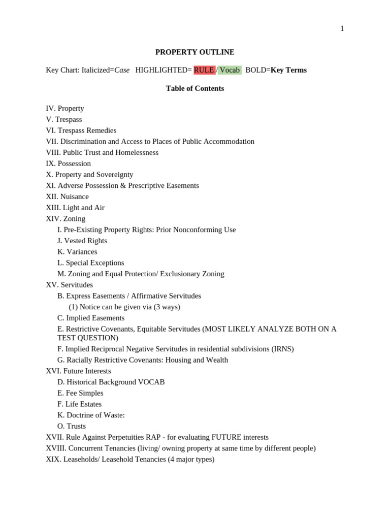Property Outline | PDF | Easement | Damages