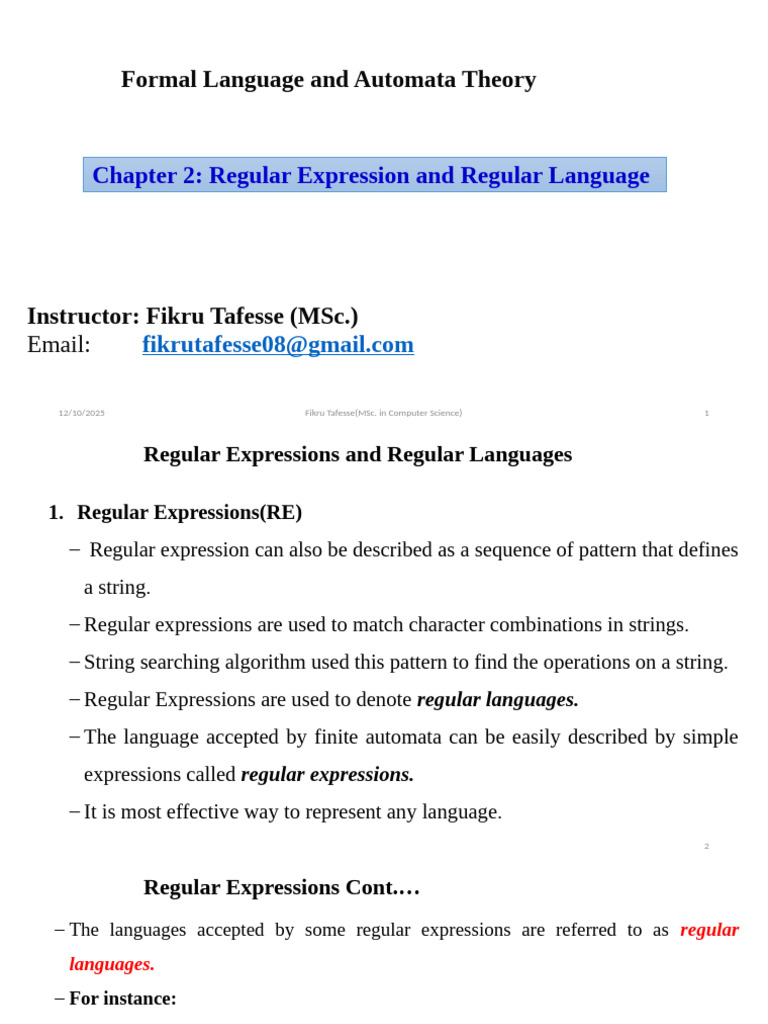 Regular Expressions and Languages Explained | PDF | Regular Expression ...