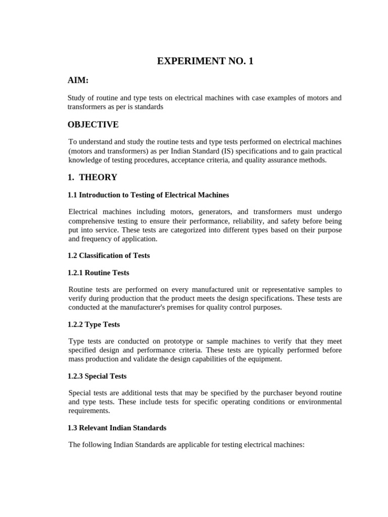 Electrical Machine Testing Procedures | PDF | Electric Motor | Transformer