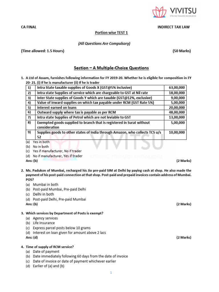 (Sugg - Ans) P-5 PW - 1 CH - 1-7 | PDF | Lease | Value Added Tax