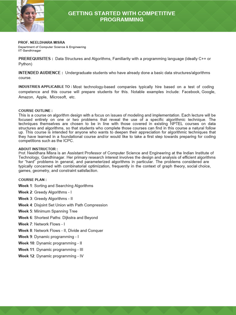 Competitive Programming Course Overview | PDF