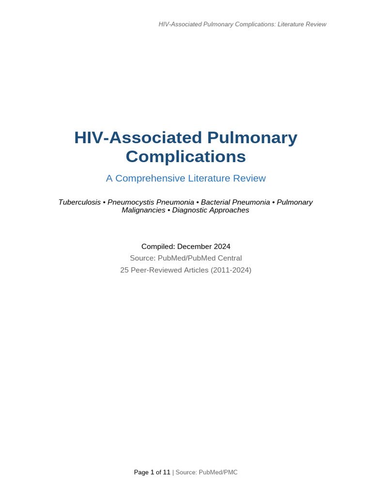 HIV Pulmonary Complications Review | PDF | Tuberculosis | Pneumonia