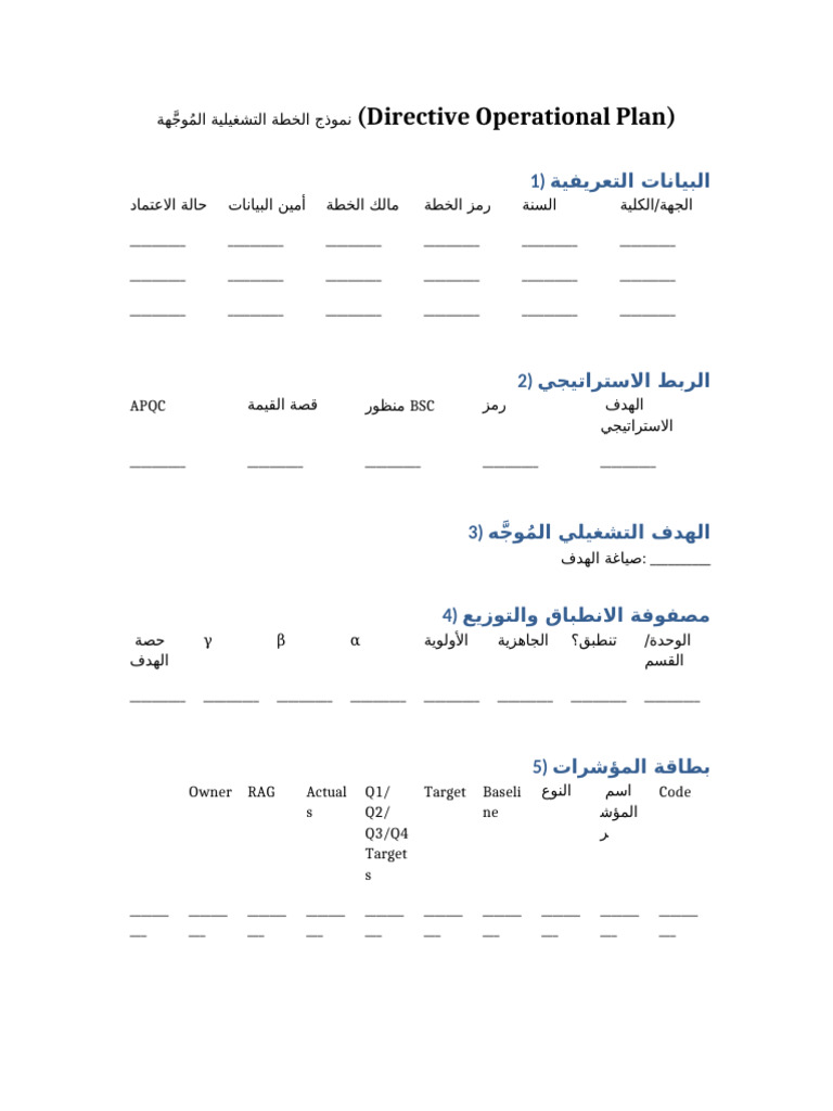 Directive Operational Plan Template AR | PDF