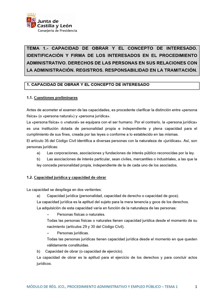 Capacidad de Obrar y Interesados en Procedimientos | PDF | Regulación ...