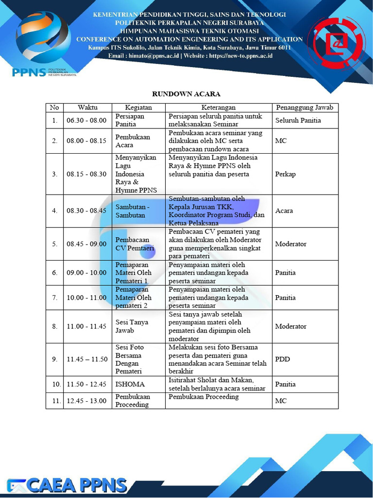Rundown Seminar TKK 2023 | PDF