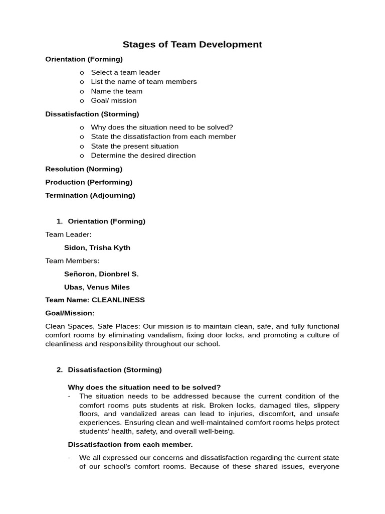 Stages of Team Development | PDF | Hygiene | Safety