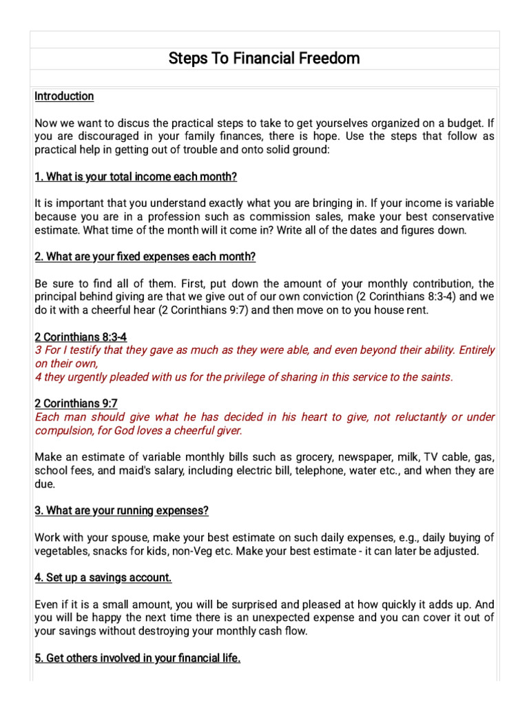 Practical Steps to Financial Freedom | PDF