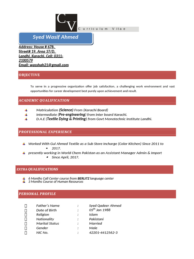 syed wasif CV 2 | PDF