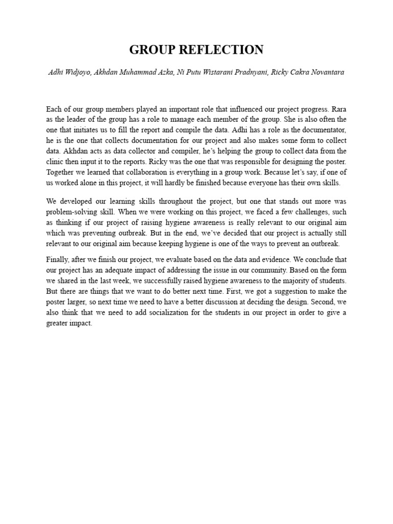 Group Reflection - Adhi, Akhdan, Rara, Ricky | PDF